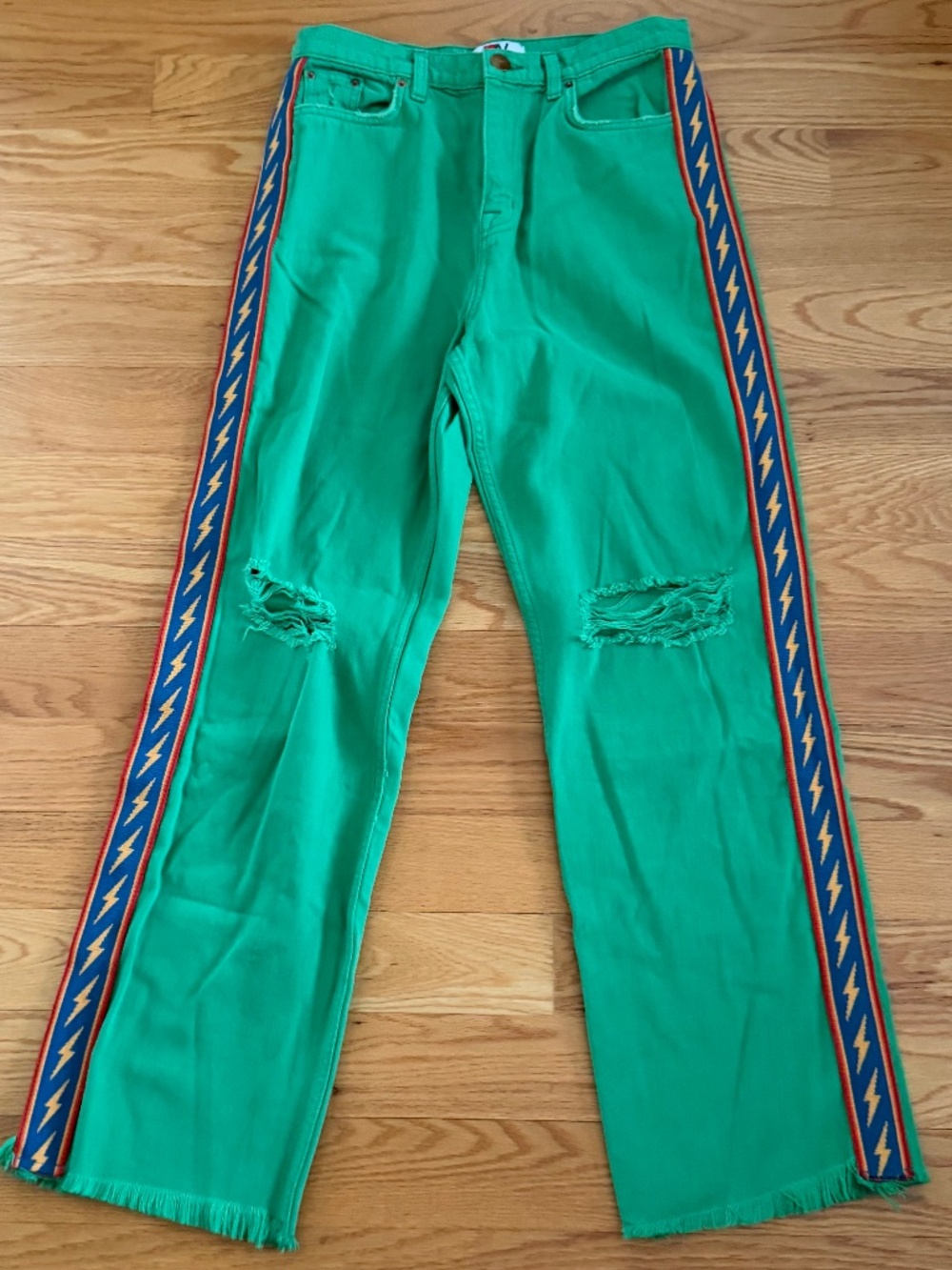 Aviator Nation NWT Bolt Stripe Hi Rise Wide-Leg Gypsy Jean (29) - Picture 2 of 16